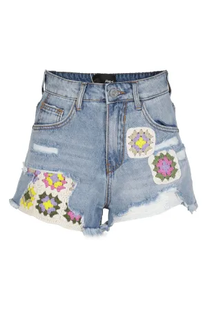 Ash Geranium High-Waist Denim Shorts