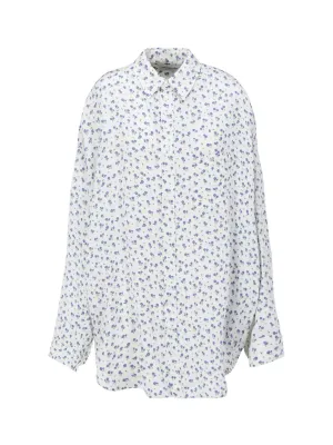 Balenciaga Allover Floral Printed Long-Sleeved Shirt