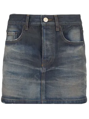 Balenciaga Frayed Edge Denim Mini Skirt