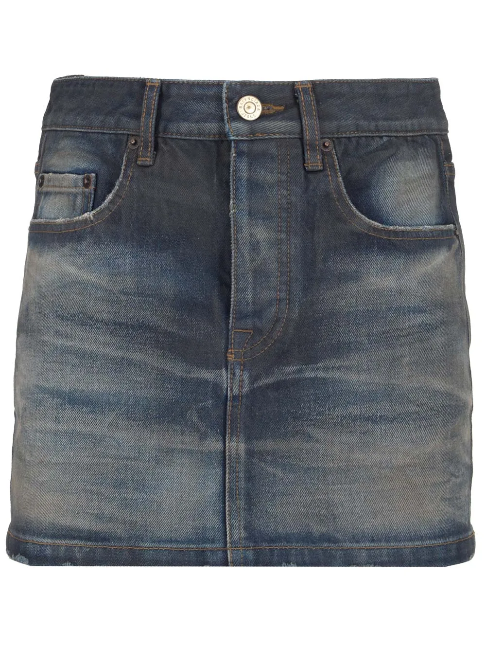 Balenciaga Frayed Edge Denim Mini Skirt