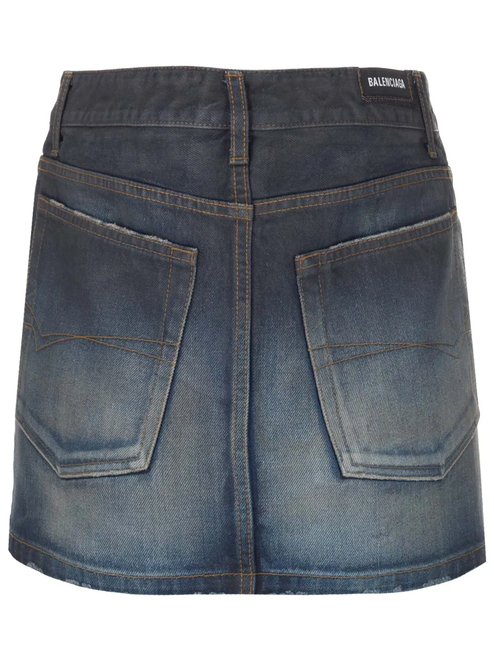 Balenciaga Frayed Edge Denim Mini Skirt