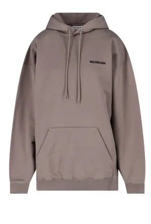 Balenciaga Logo Embroidered Drawstring Hoodie