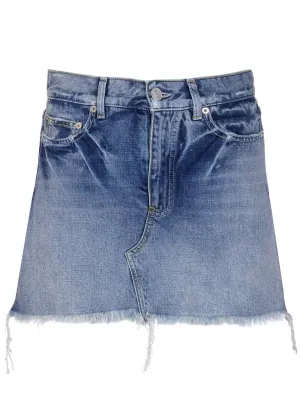 Balenciaga Logo Patch Denim Skirt