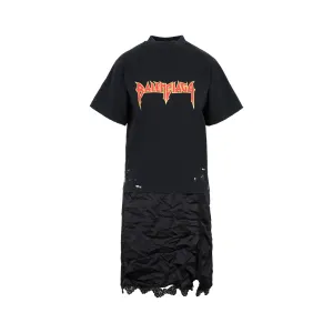 Balenciaga Logo Printed Crinkled T-Shirt Dress