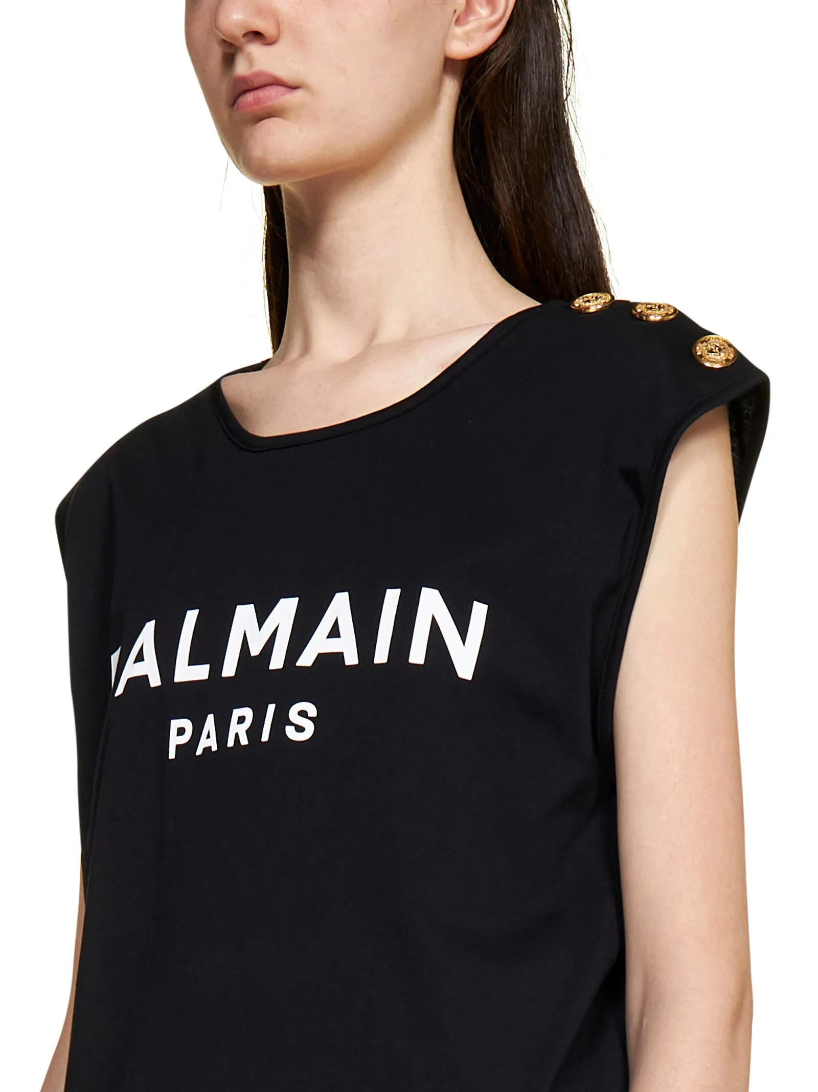 Balmain Logo Printed Crewneck Tank Top