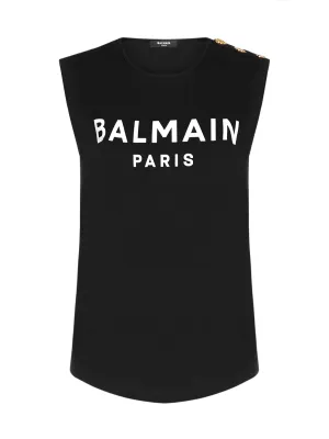 Balmain Logo Printed Crewneck Tank Top