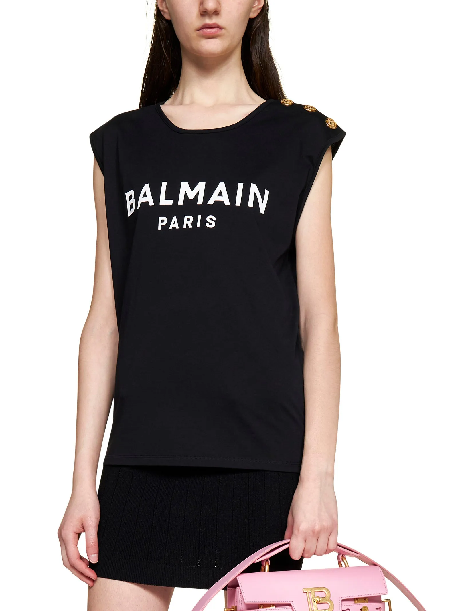 Balmain Logo Printed Crewneck Tank Top