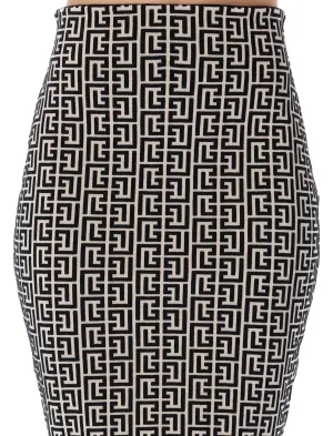 Balmain Monogram High-Waist Mini Skirt