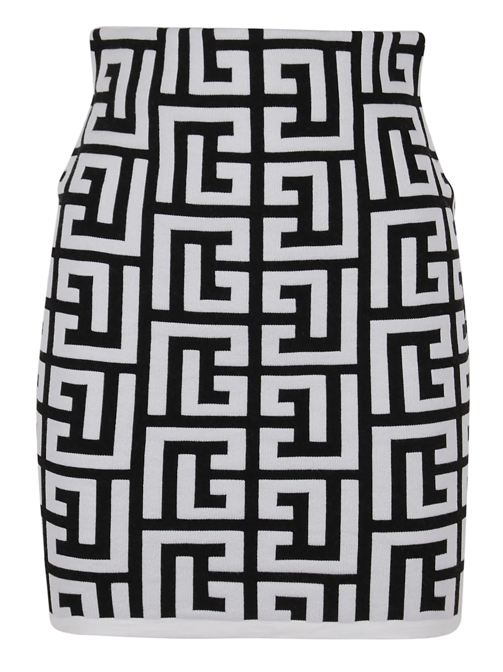 Balmain Monogram High Waist Zipped Mini Skirt