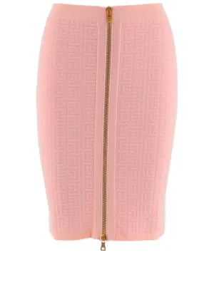 Balmain Monogram Zip-Up Mini Skirt