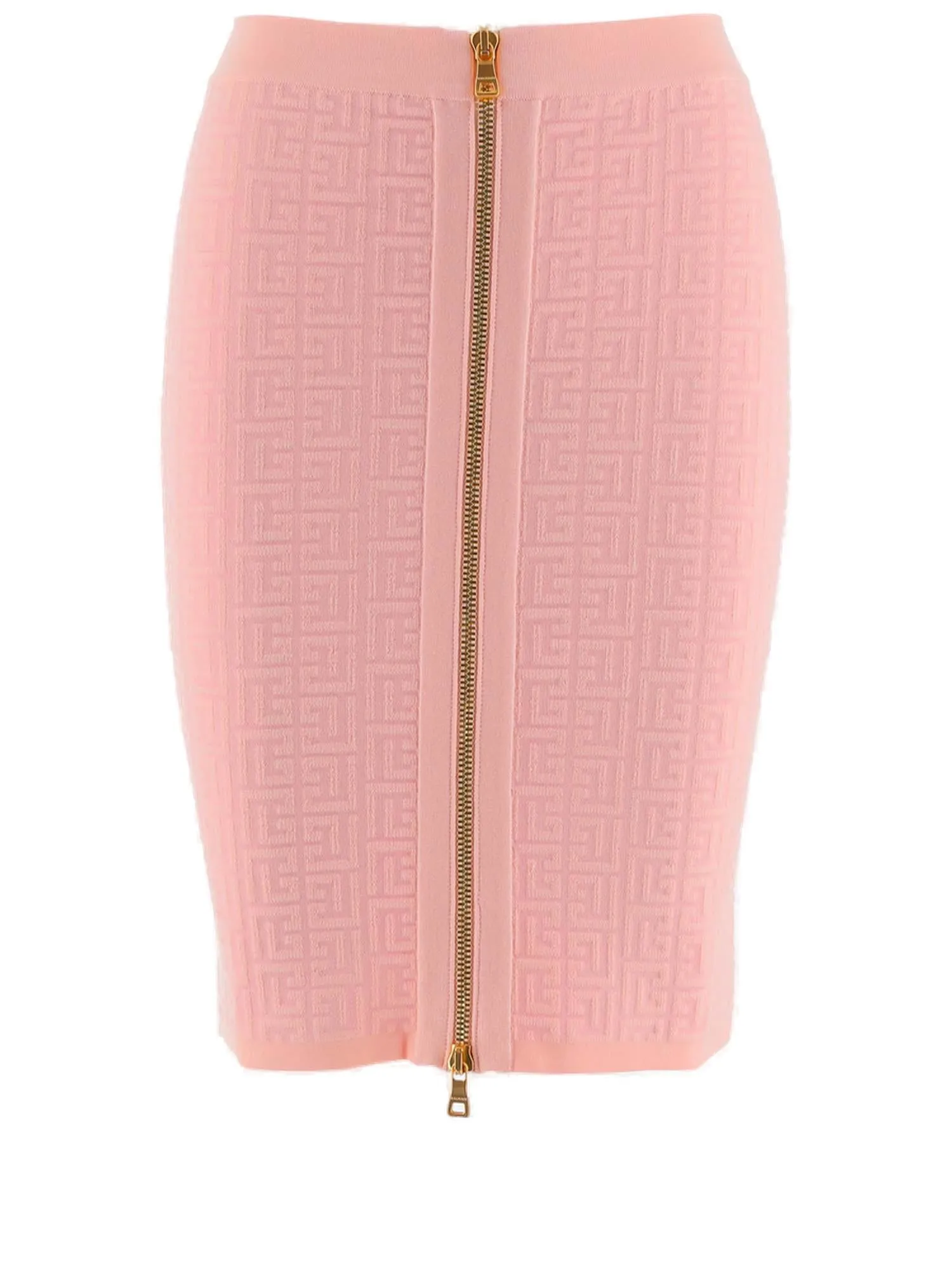Balmain Monogram Zip-Up Mini Skirt