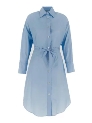 Barena Tie-Waist Buttoned Midi Shirt Dress