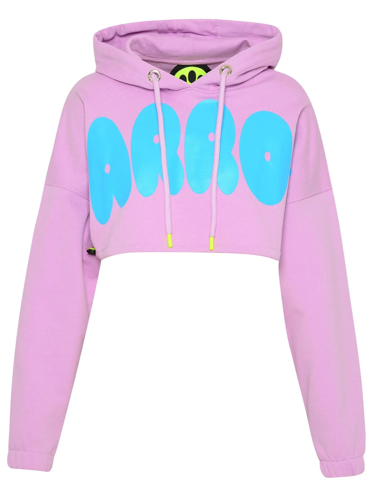 Barrow Logo Printed Drawstring Cropped Hoodie