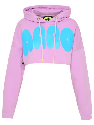 Barrow Logo Printed Drawstring Cropped Hoodie