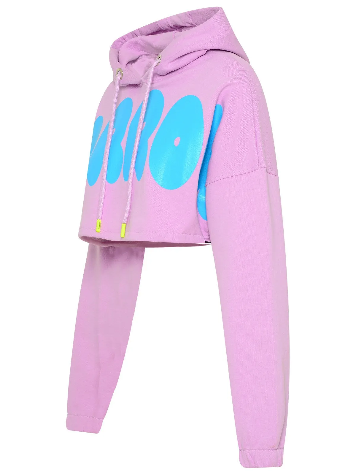 Barrow Logo Printed Drawstring Cropped Hoodie