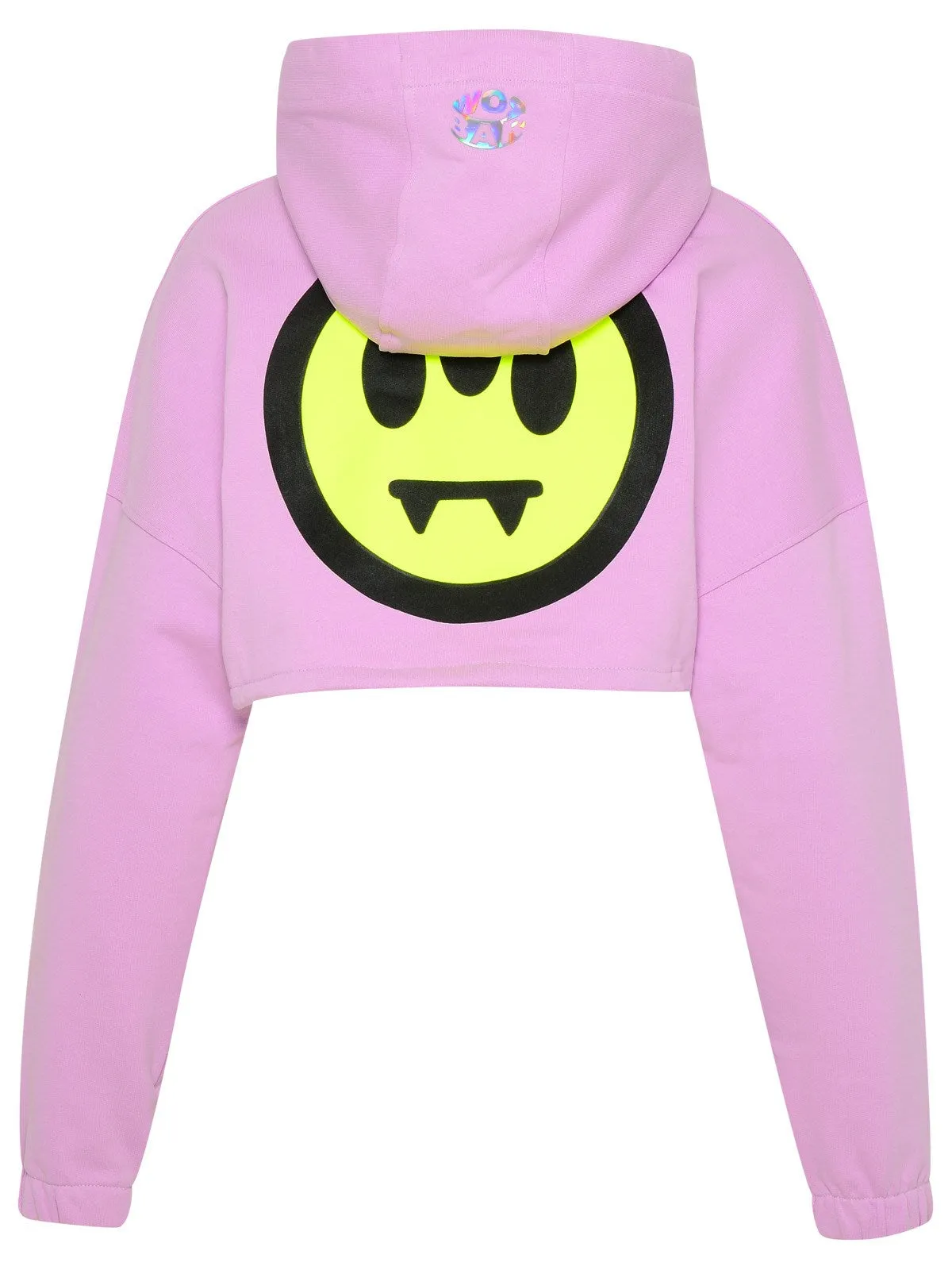 Barrow Logo Printed Drawstring Cropped Hoodie