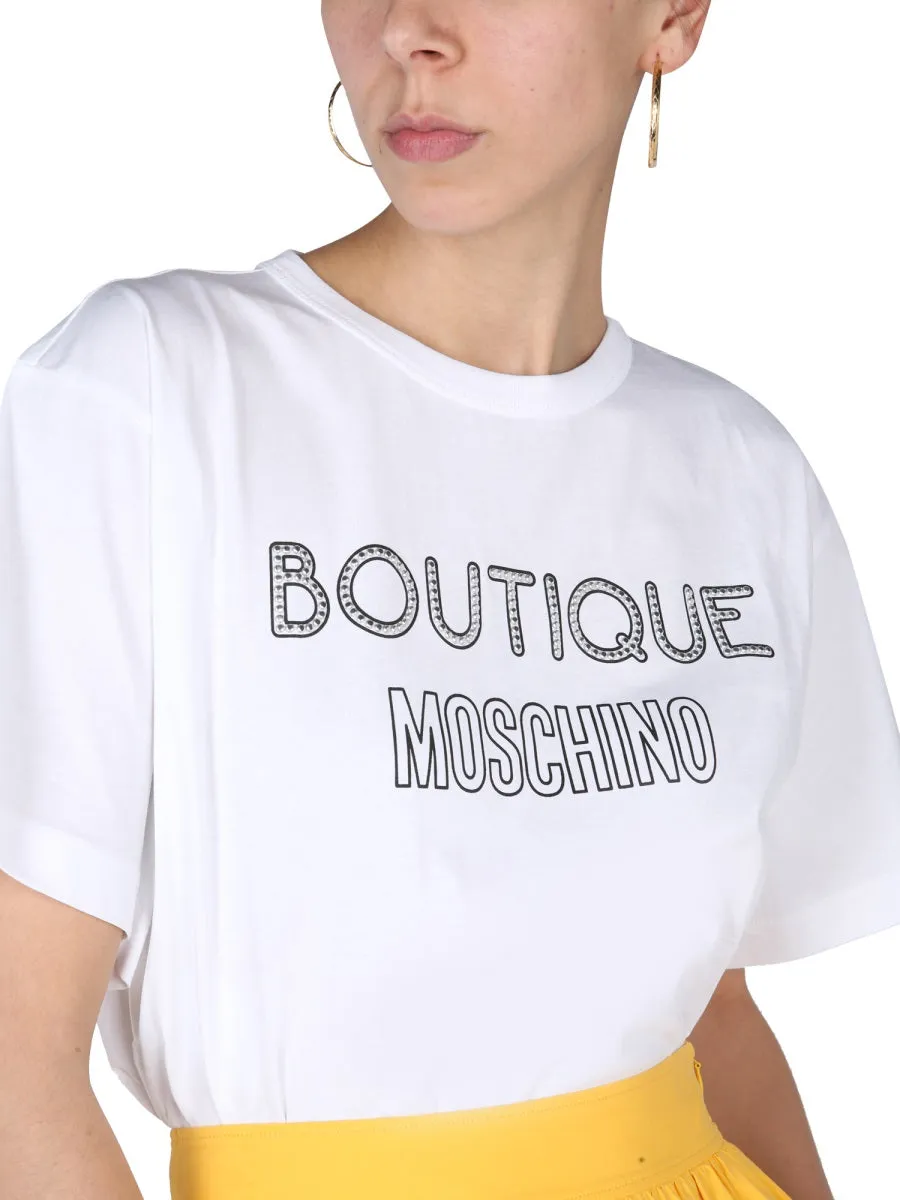 Boutique Moschino Logo Printed Crewneck T-Shirt
