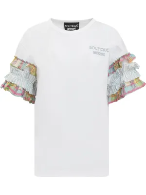 Boutique Moschino Logo Printed Ruffle-Detailed T-Shirt