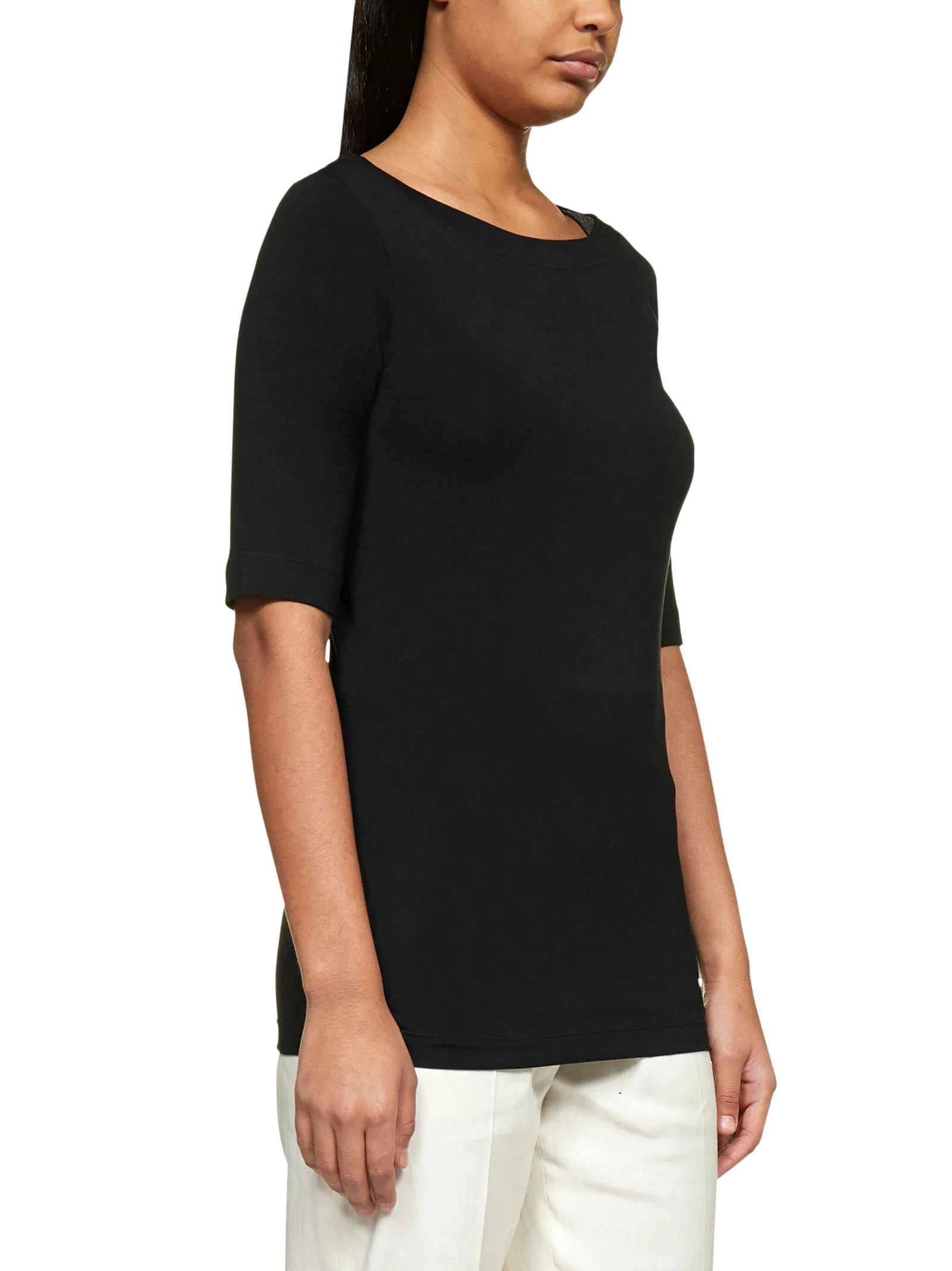 Brunello Cucinelli Boat Neck Quarter Sleeve T-Shirt