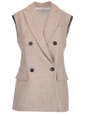 Brunello Cucinelli Double-Breasted Sleeveless Jacket