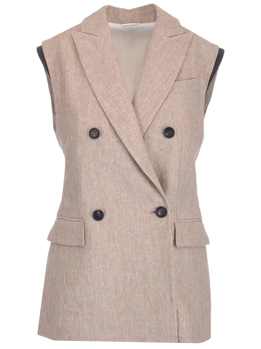 Brunello Cucinelli Double-Breasted Sleeveless Jacket