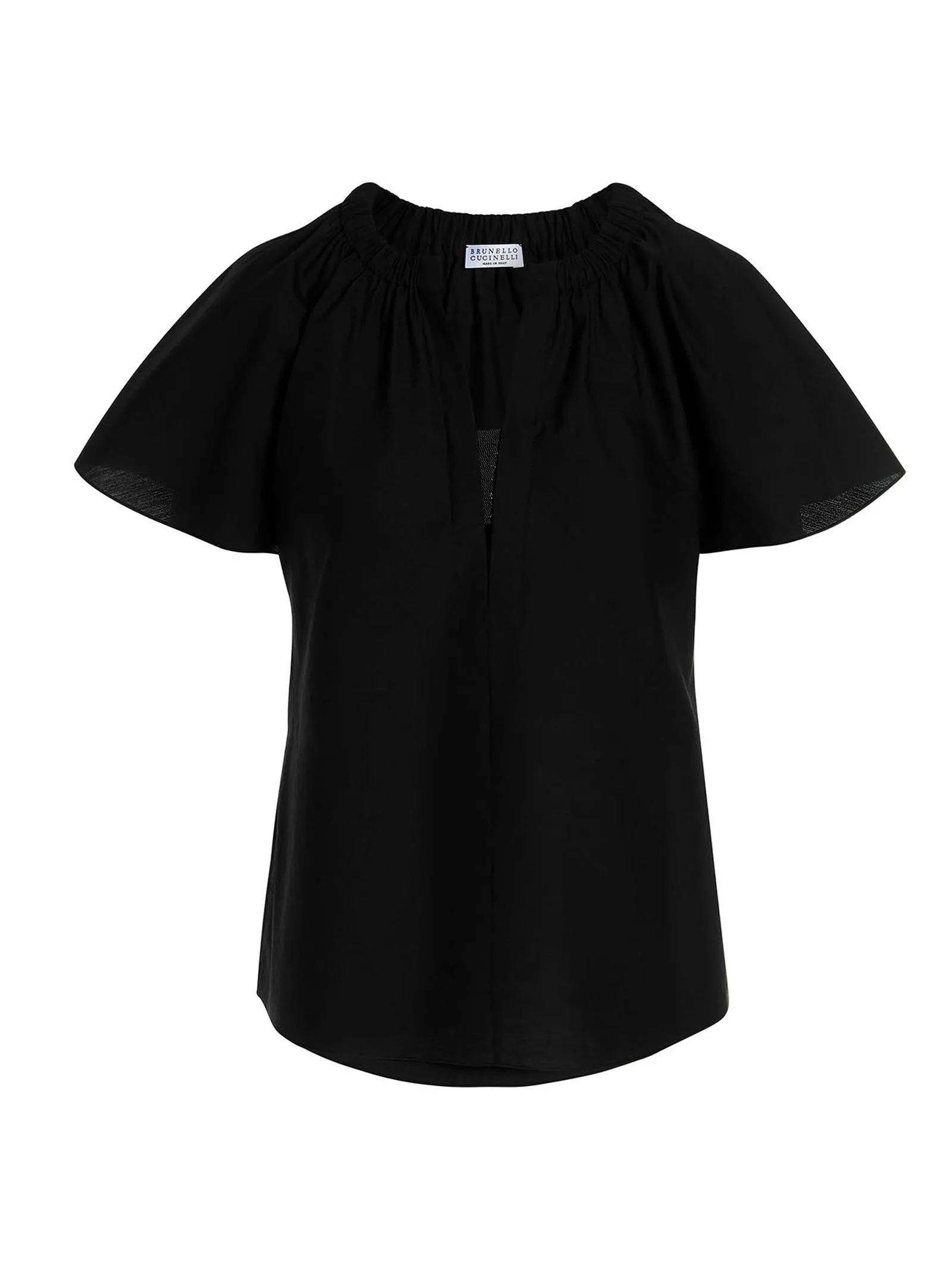 Brunello Cucinelli Poplin V-Neck Top