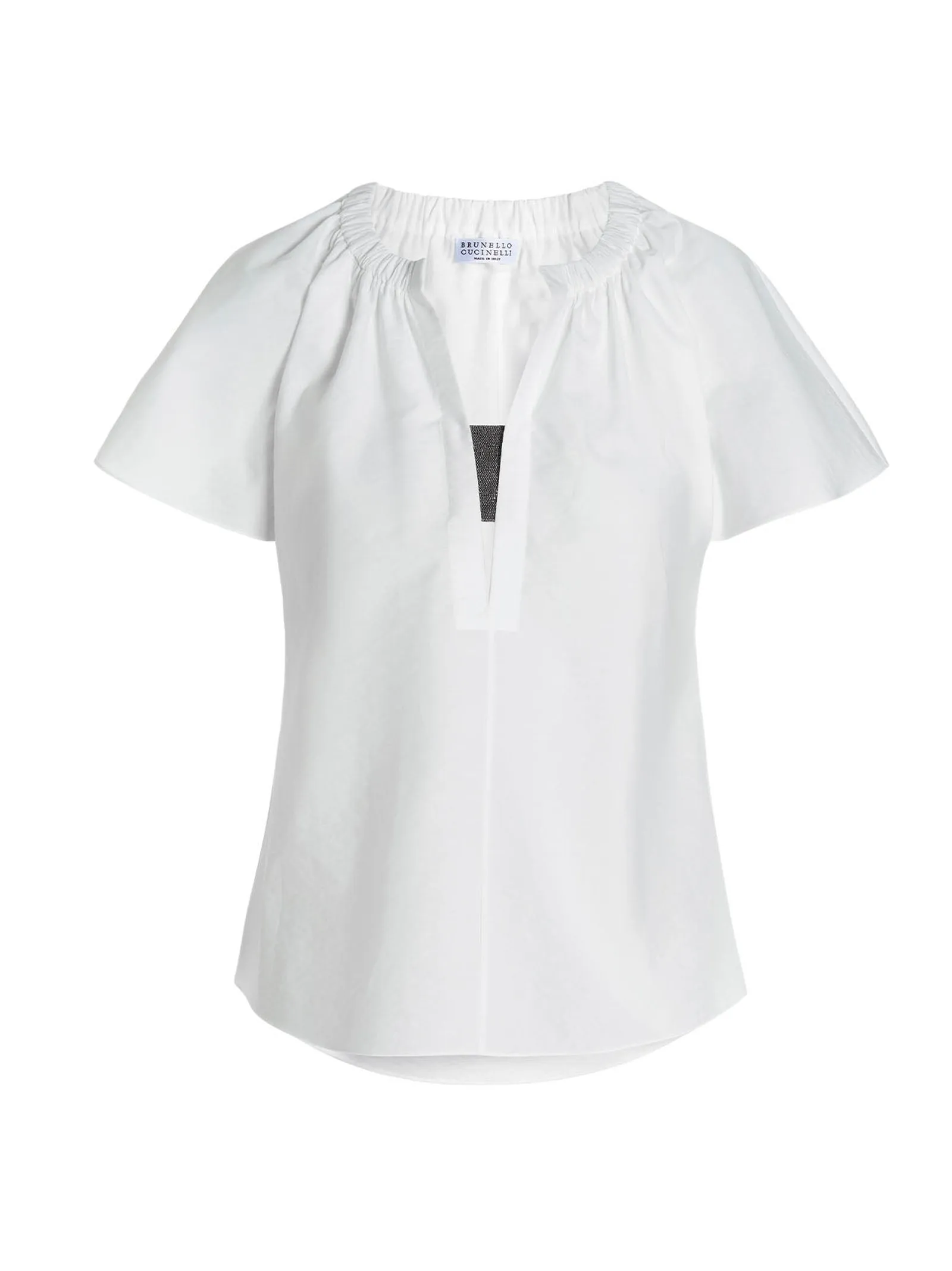 Brunello Cucinelli Poplin V-Neck Top