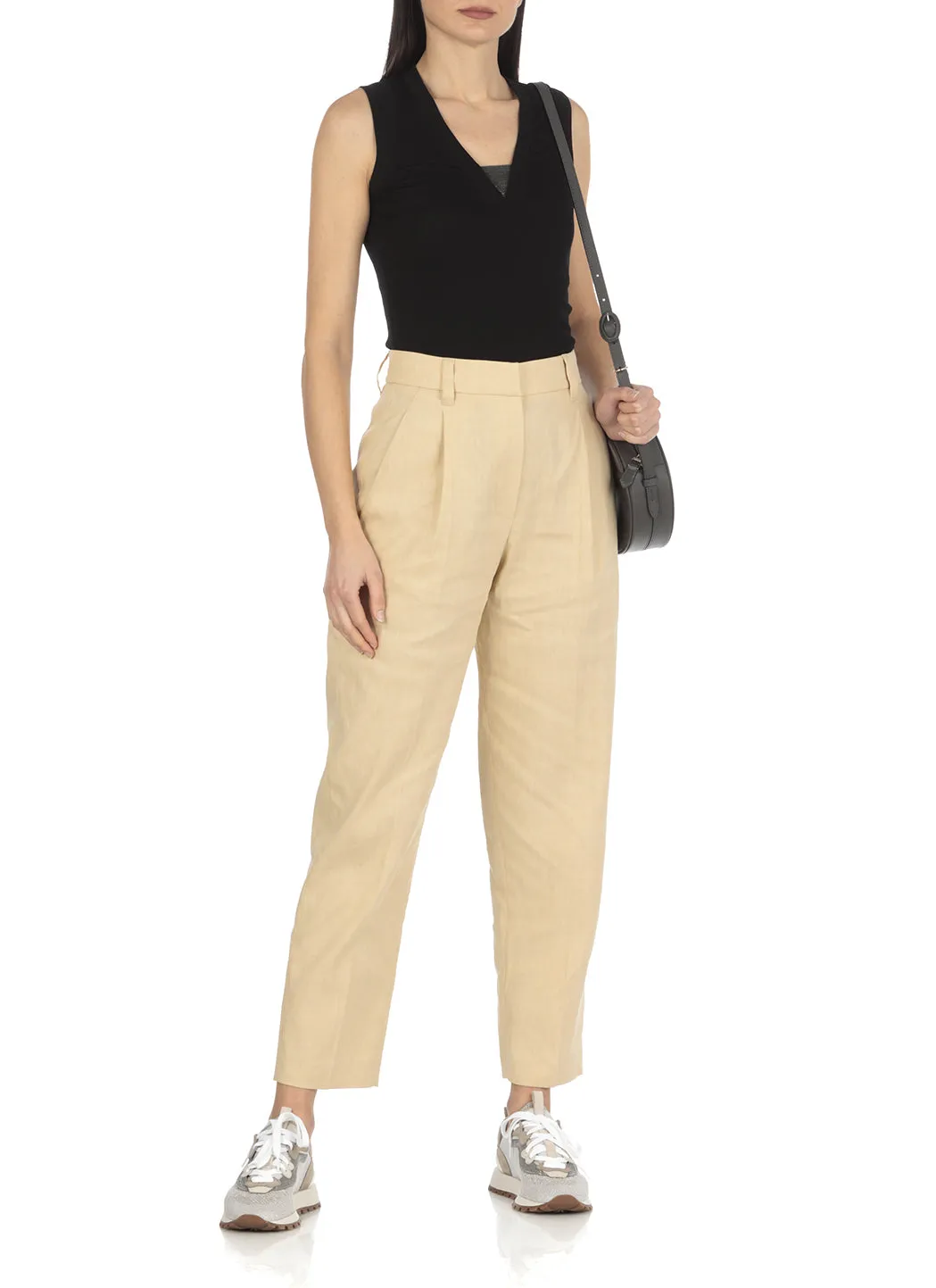 Brunello Cucinelli Ribbed Hem V-Neck Top