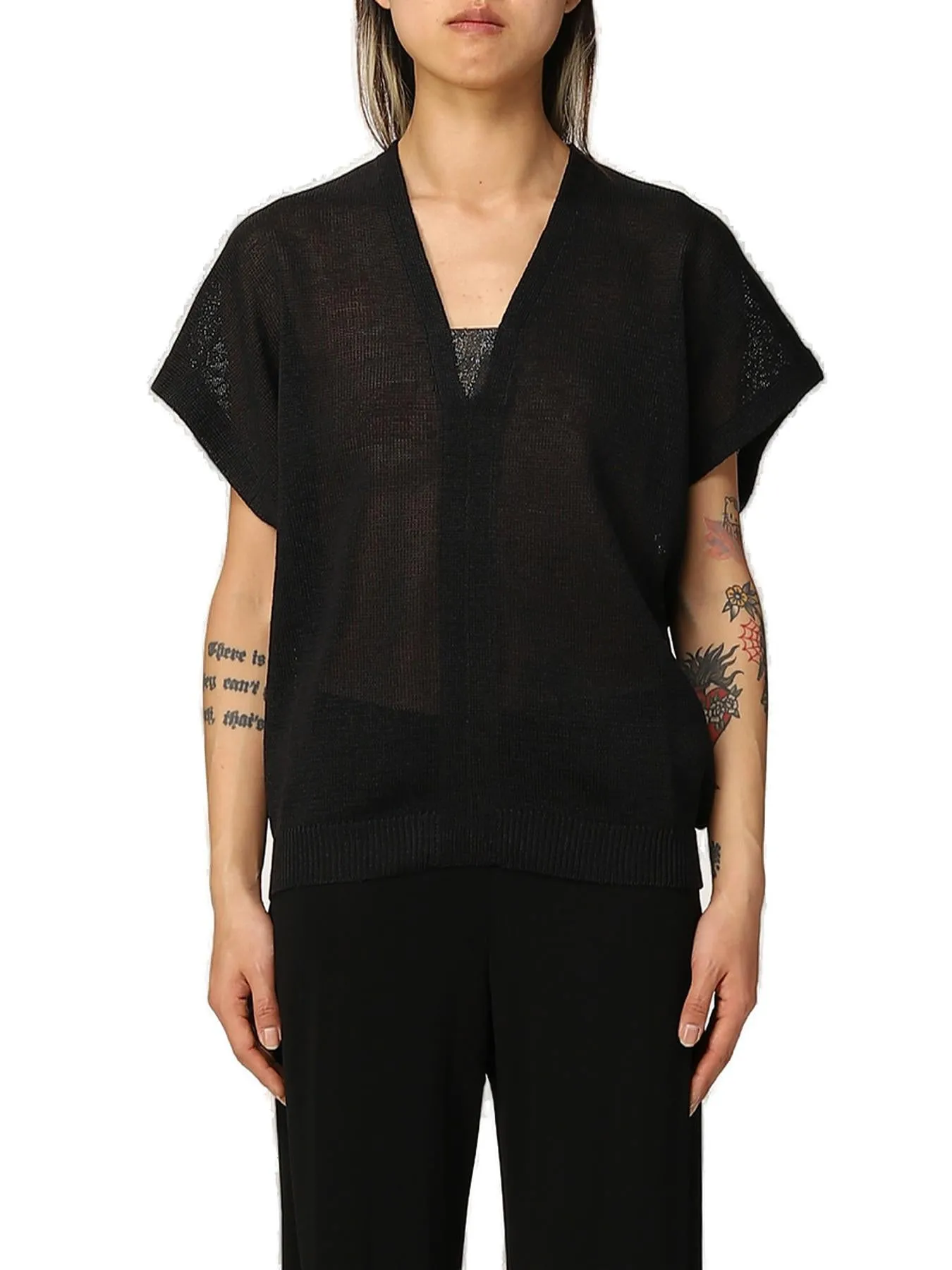 Brunello Cucinelli V-Neck Knitted T-Shirt