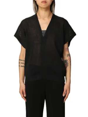 Brunello Cucinelli V-Neck Knitted T-Shirt