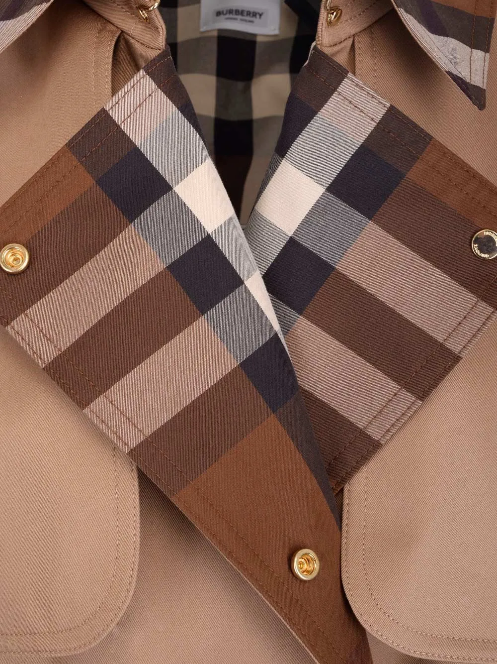 Burberry Check-Panel Belted Waist Trench Coat