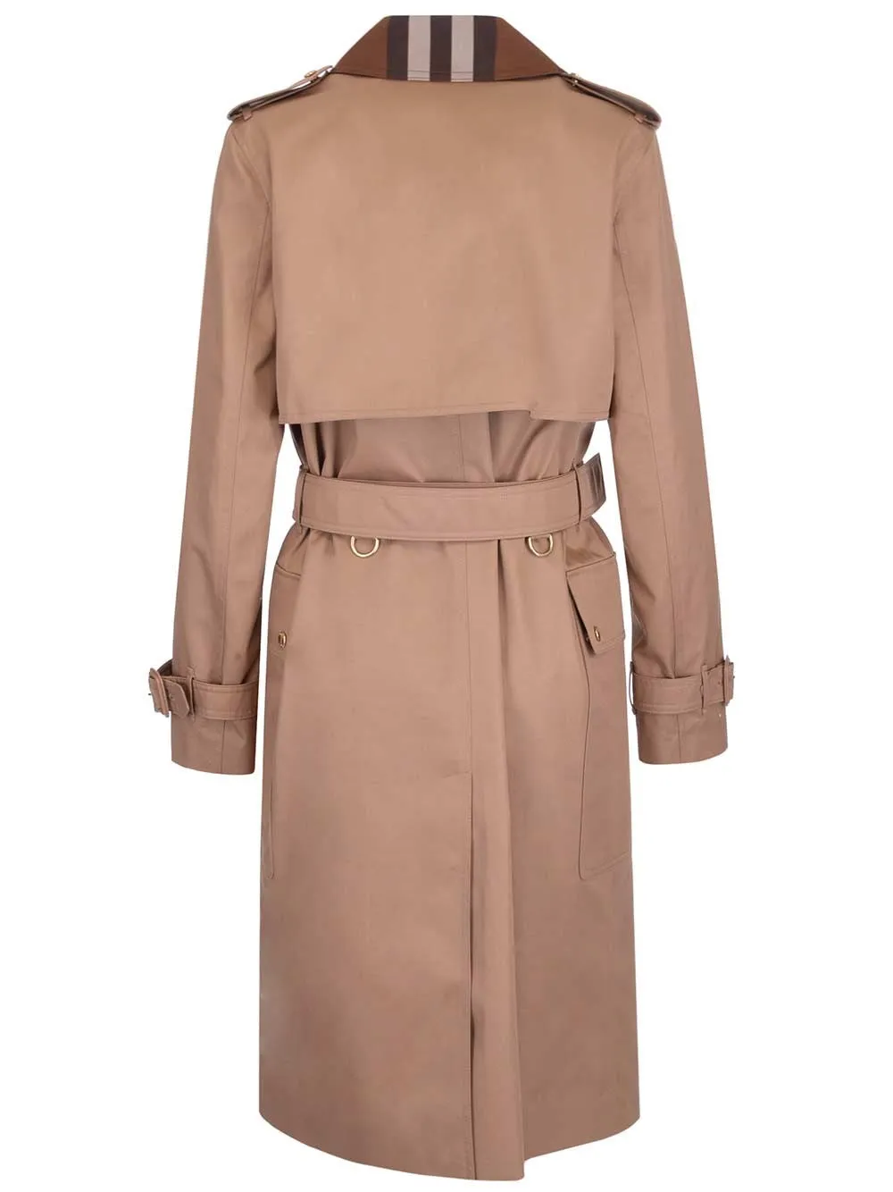 Burberry Check-Panel Belted Waist Trench Coat