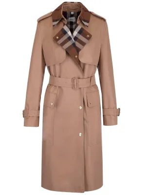 Burberry Check-Panel Belted Waist Trench Coat