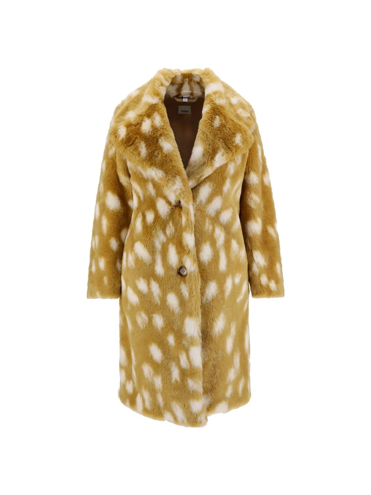 Burberry Deer Print Faux Fur Pea Coat