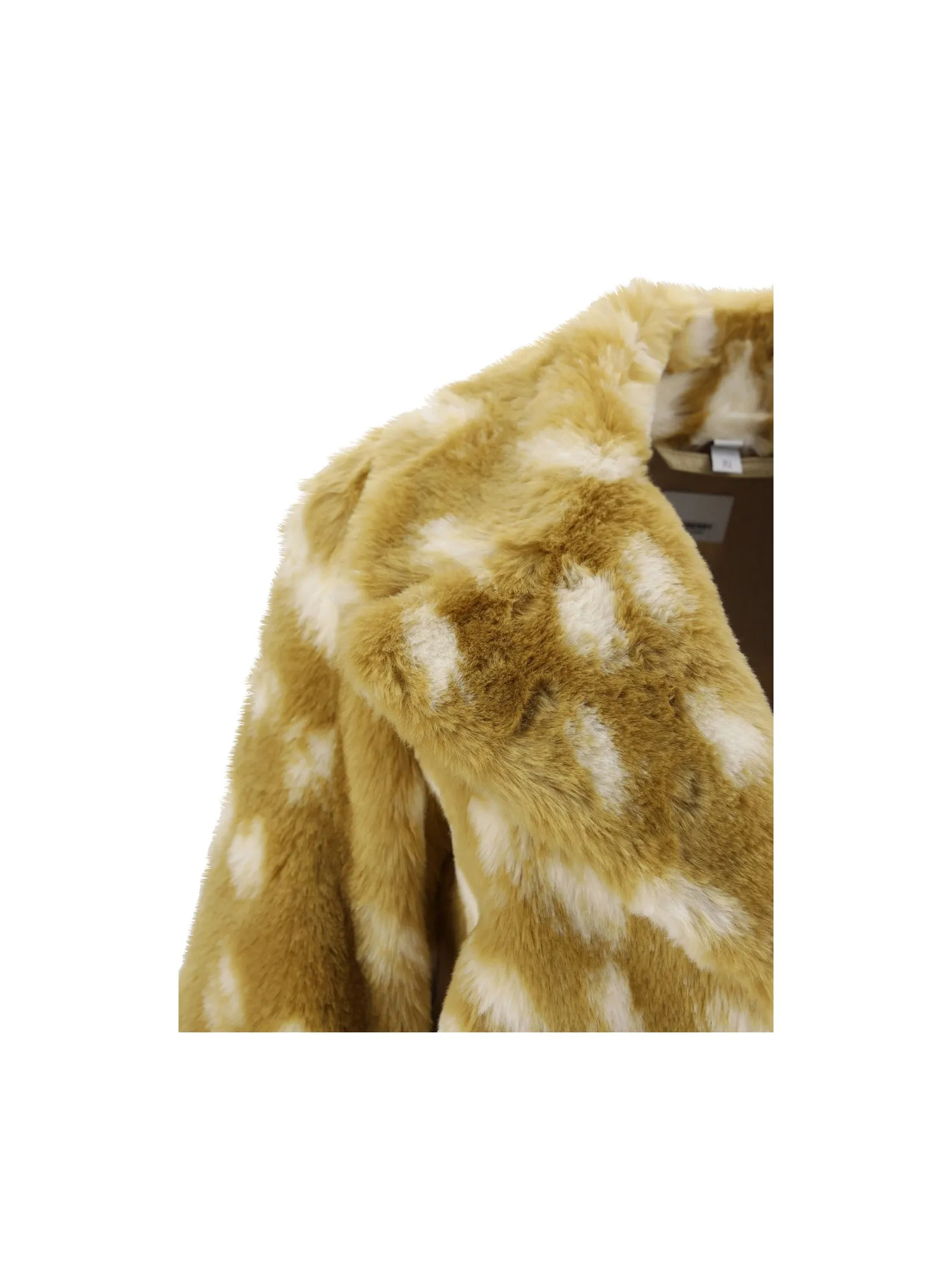 Burberry Deer Print Faux Fur Pea Coat