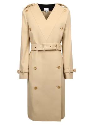 Burberry V-Neck Double-Breasted Trench Coat