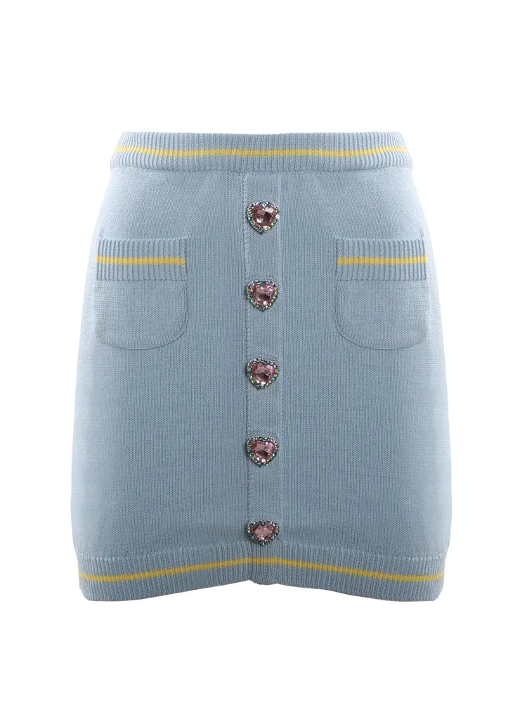 Chiara Ferragni Crystal-Embellished Knitted Mini Skirt