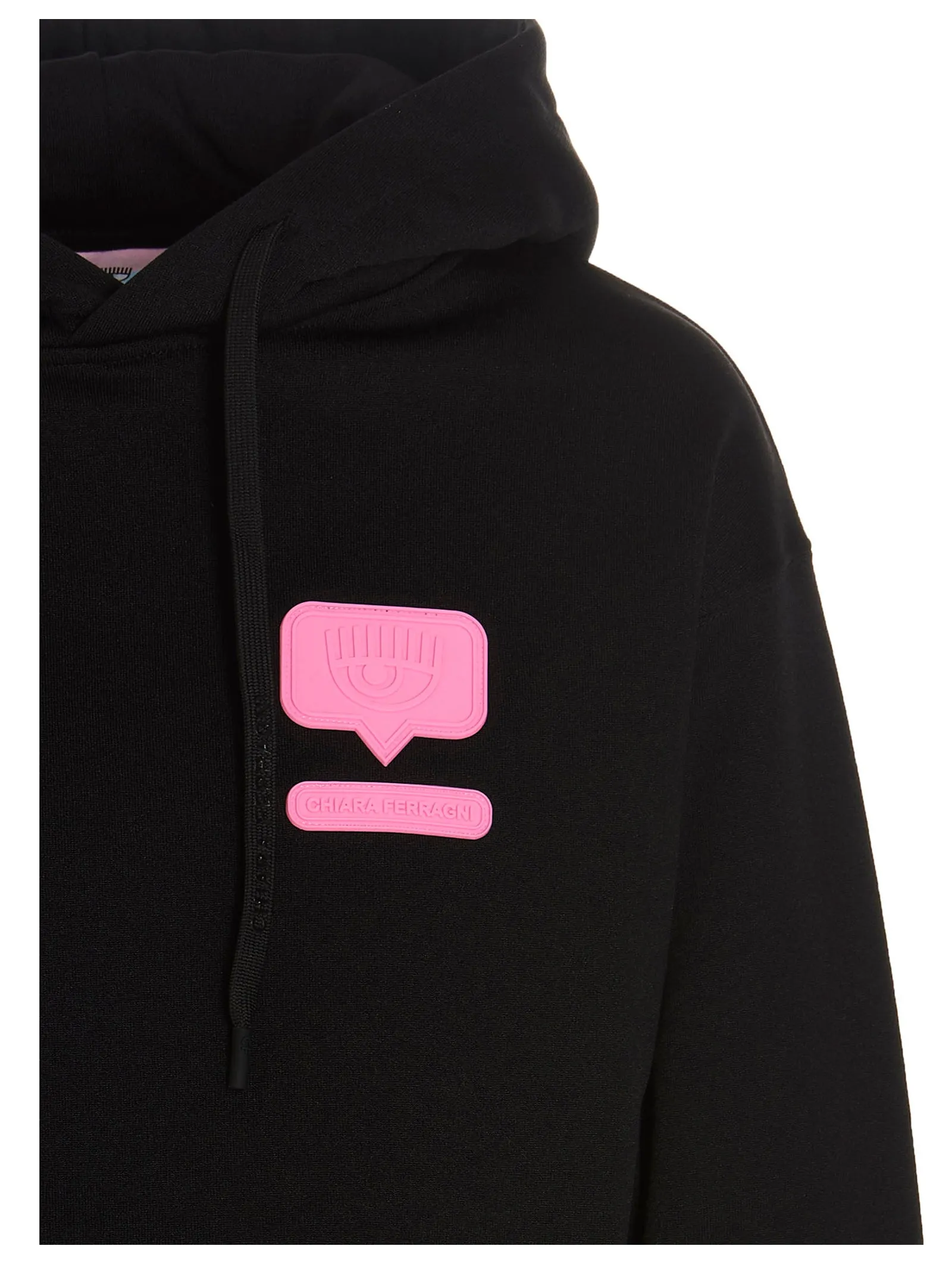 Chiara Ferragni Eyelike Logo Patched Cropped Hoodie