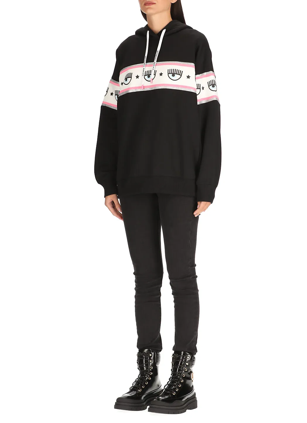 Chiara Ferragni Logo Printed Drawstring Hoodie