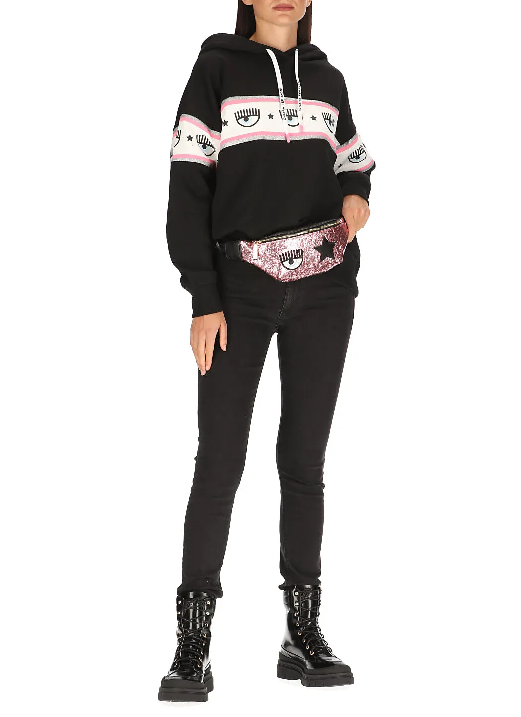 Chiara Ferragni Logo Printed Drawstring Hoodie