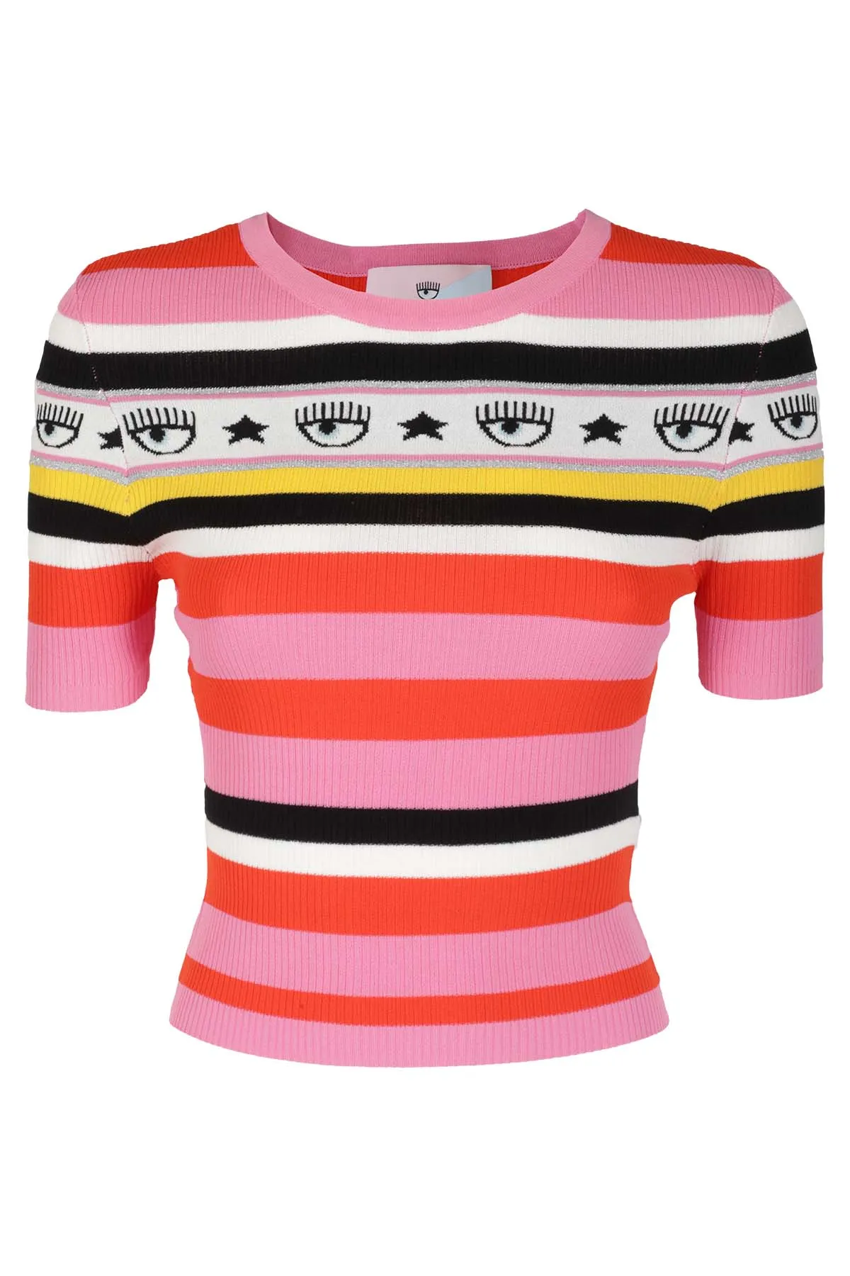 Chiara Ferragni Logomania Striped Crewneck Top