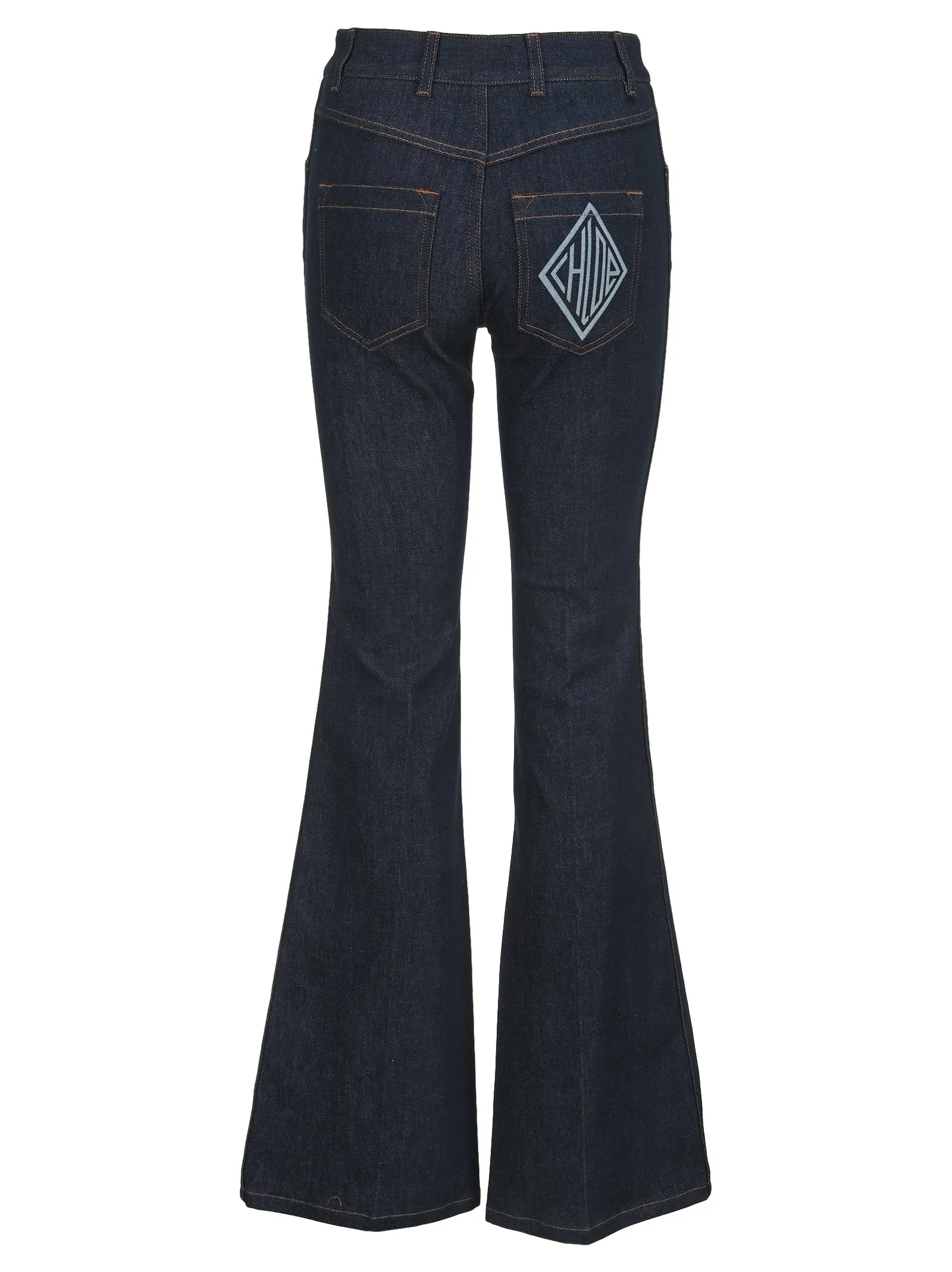 Chlo Metallic Scallop Stud Embellished Flared Jeans