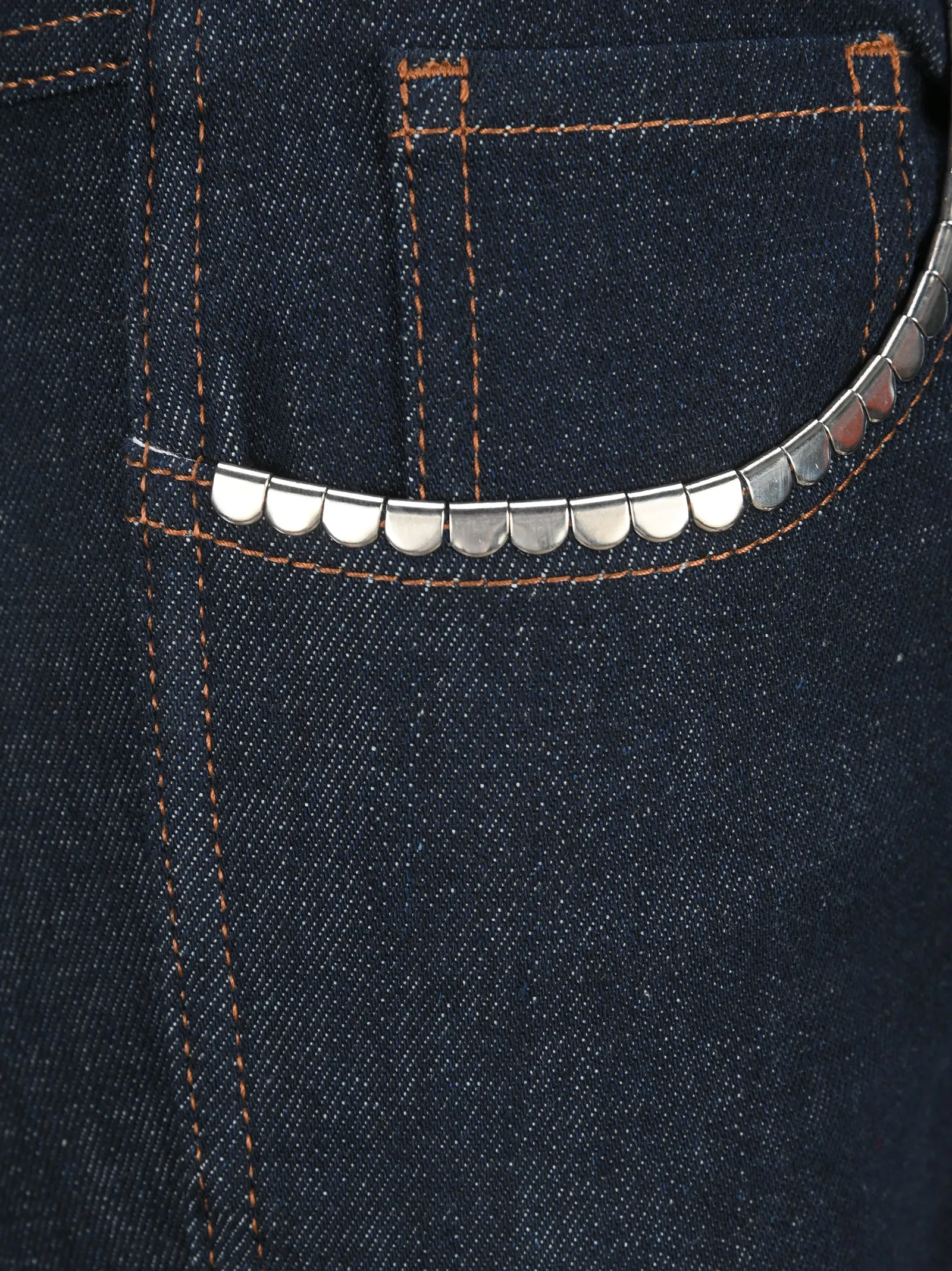 Chlo Metallic Scallop Stud Embellished Flared Jeans