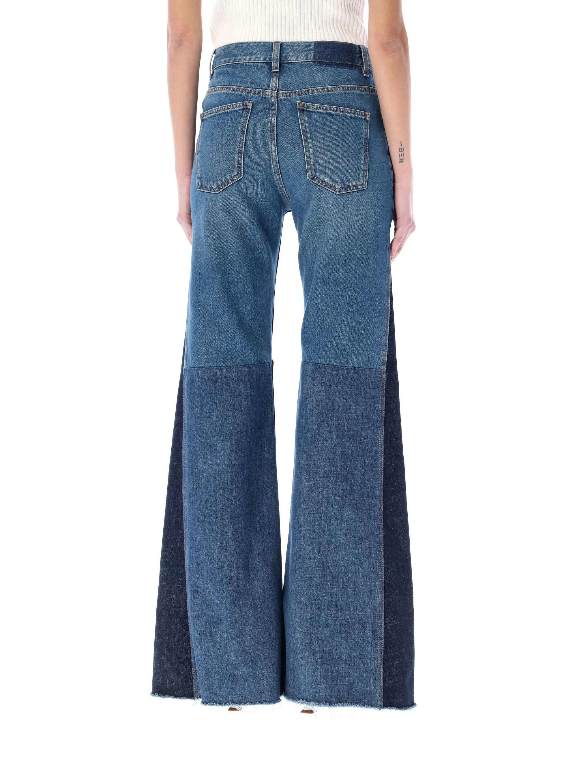 Chlo Patchwork Flared High Waist Jeans