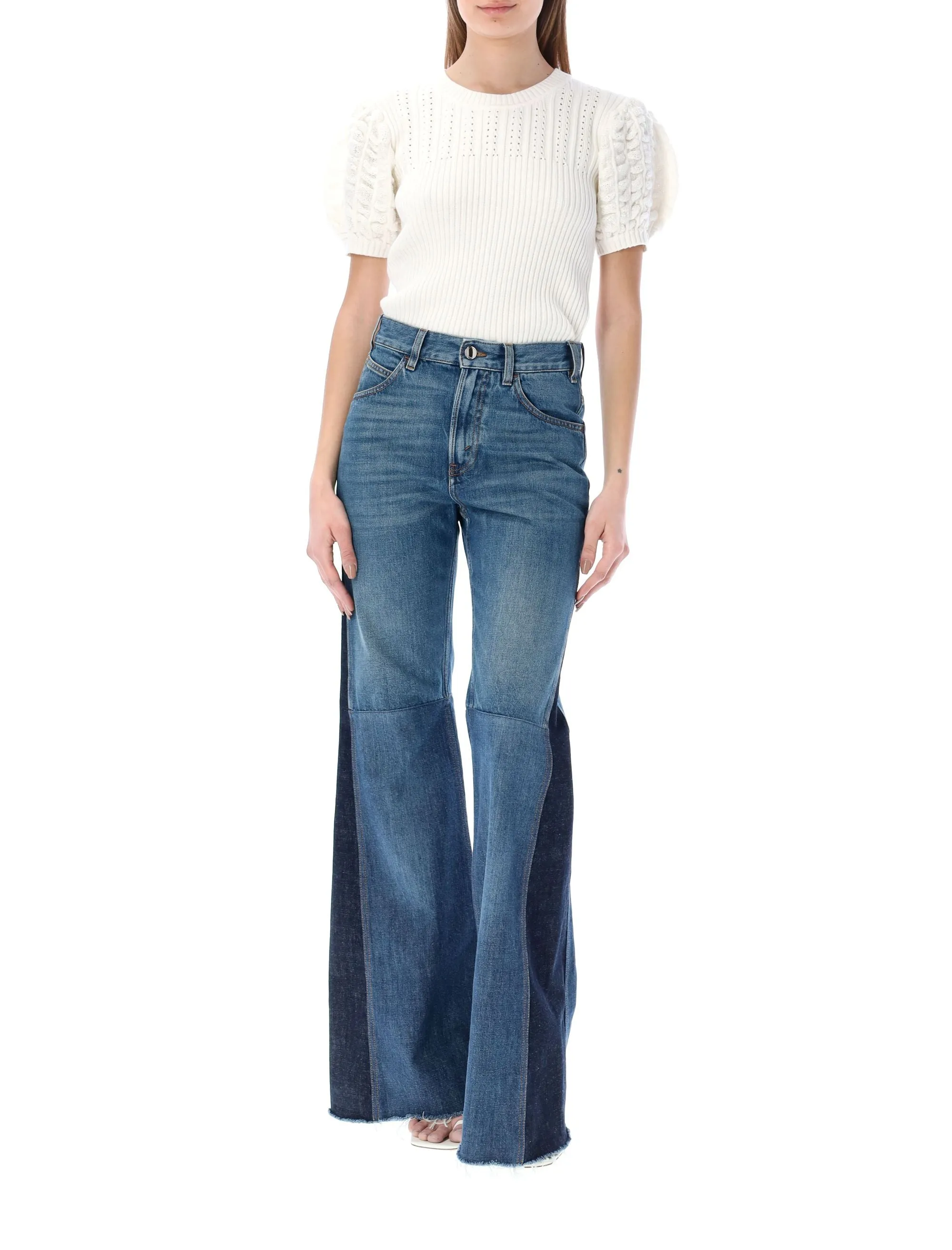 Chlo Patchwork Flared High Waist Jeans