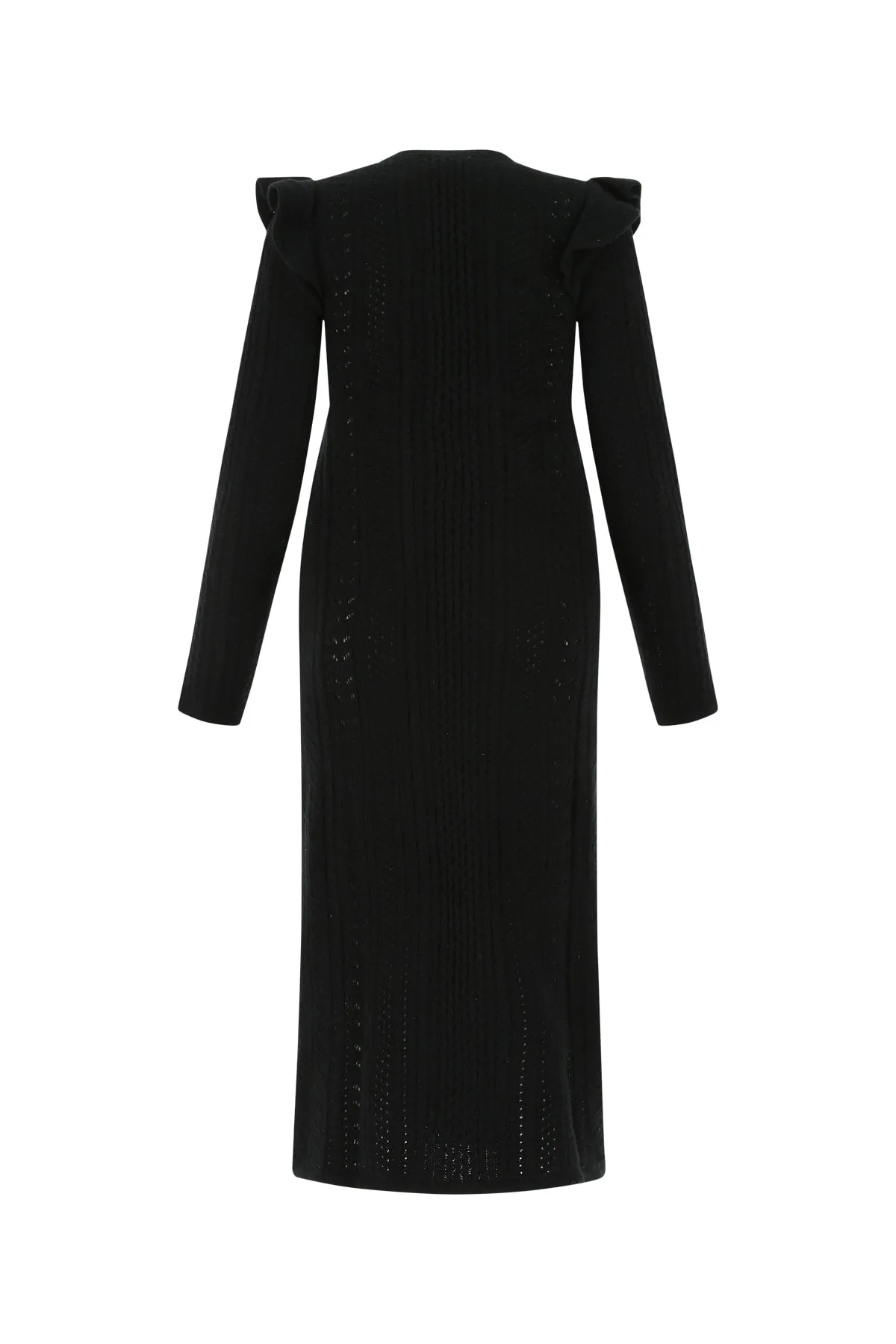 Chlo Ruffled Long-Sleeved Knit Midi Dress