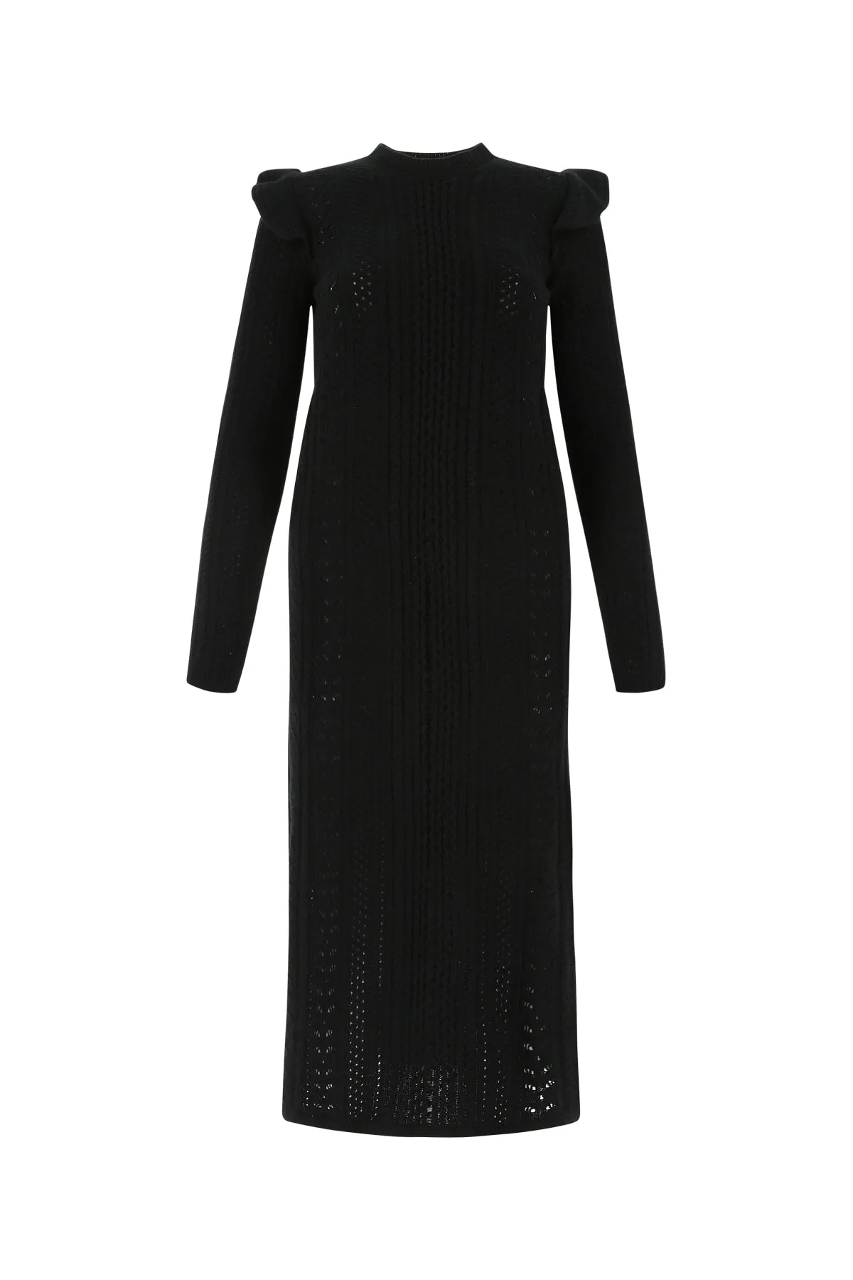 Chlo Ruffled Long-Sleeved Knit Midi Dress