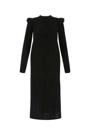 Chlo Ruffled Long-Sleeved Knit Midi Dress