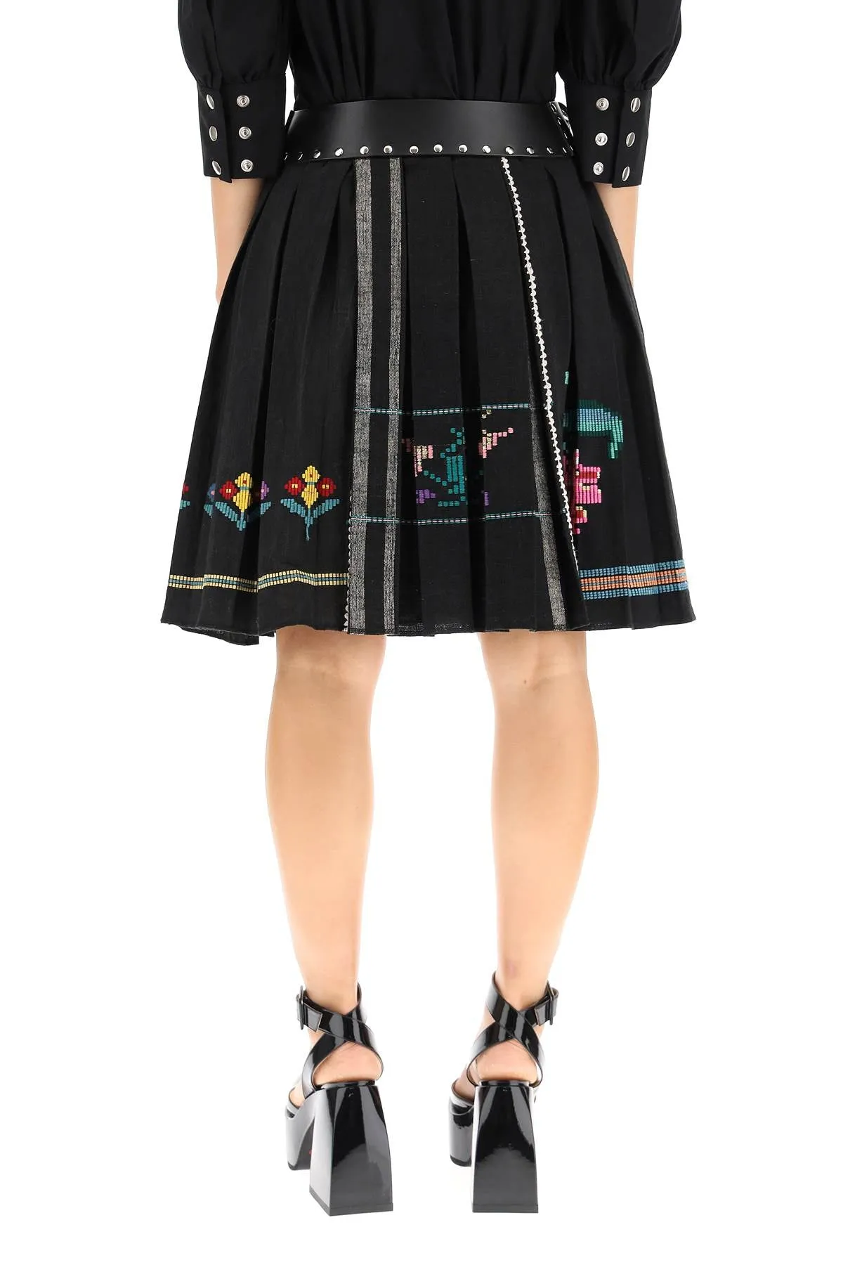 Chopova Lowena Embroidered Pleated Mini Skirt