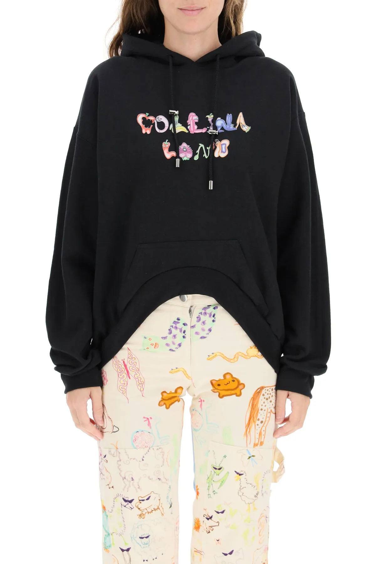 Collina Strada Logo Print Drawstring Hoodie